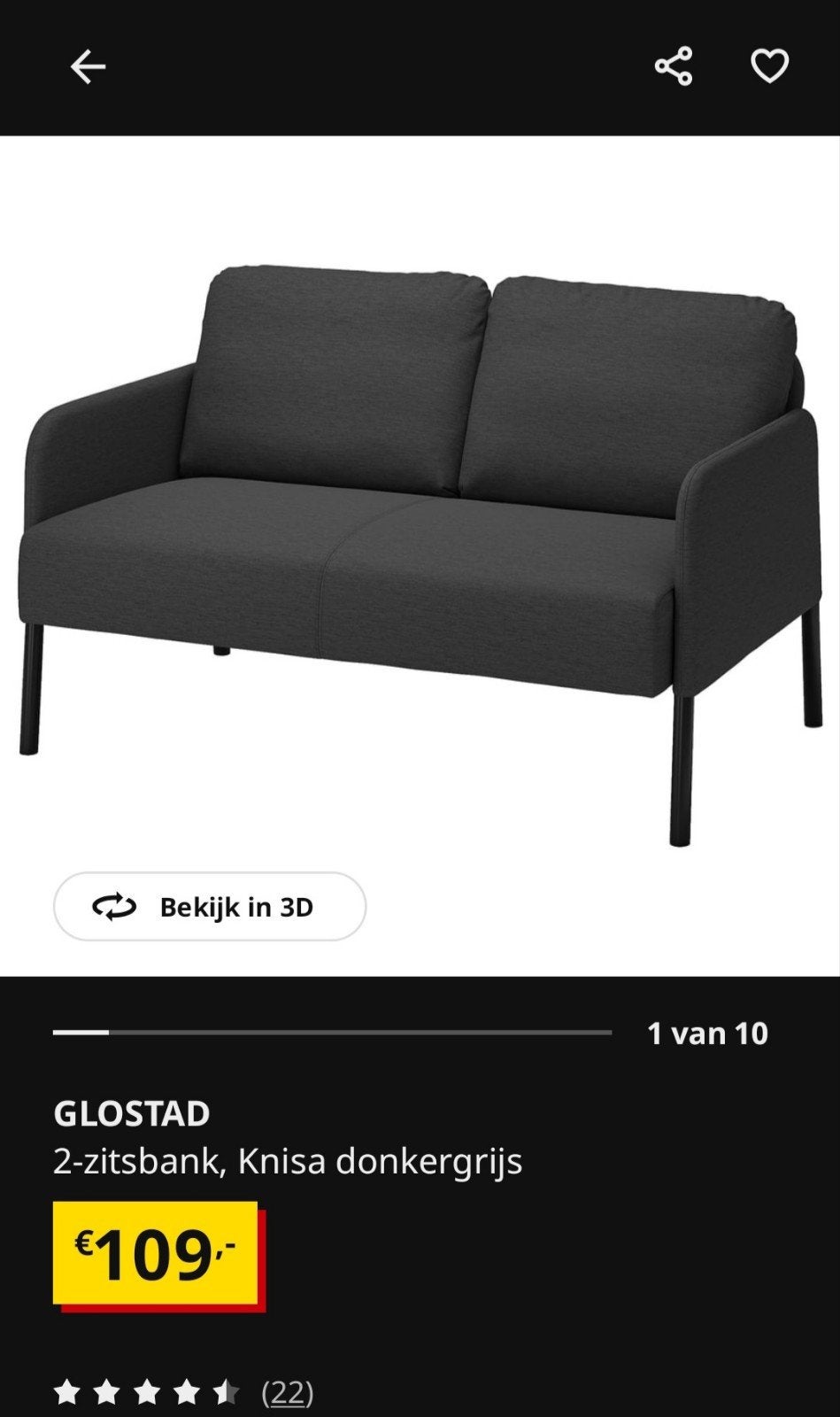 Compacte 2-zitsbank - Zo goed als nieuw, Huis en Inrichting, Tweepersoons, Ophalen of Verzenden, Zo goed als nieuw, Rechte bank
