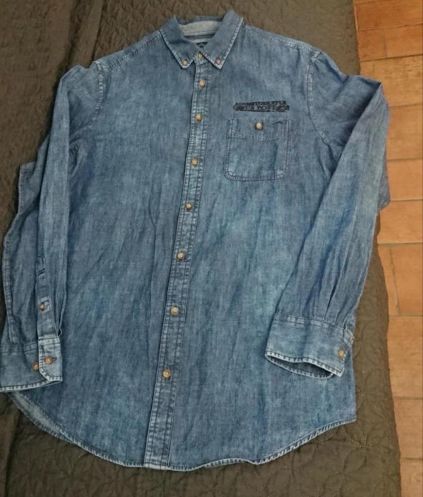 Heren spijkeroverhemd Canda (C&A) maat M (39-40), Blauw, Canda, Gedragen, Halswijdte 39/40 (M)