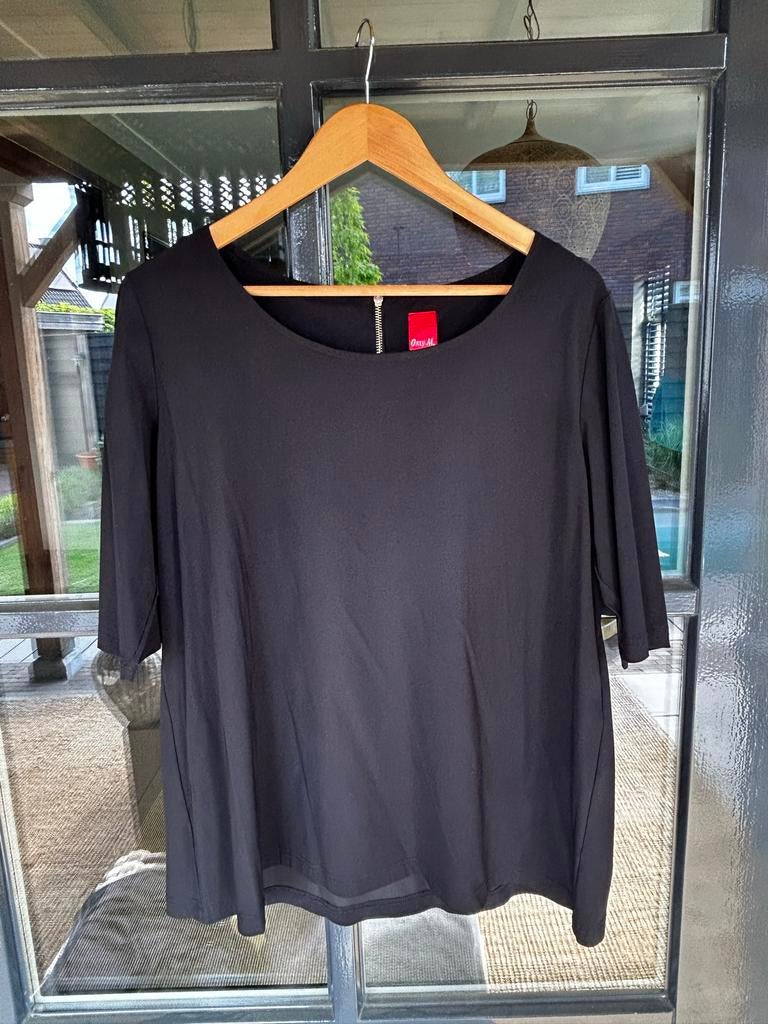 Only-M diepzwarte blouse/shirt - Maat L, Zwart, Maat 42/44 (L), Ophalen of Verzenden, Korte mouw