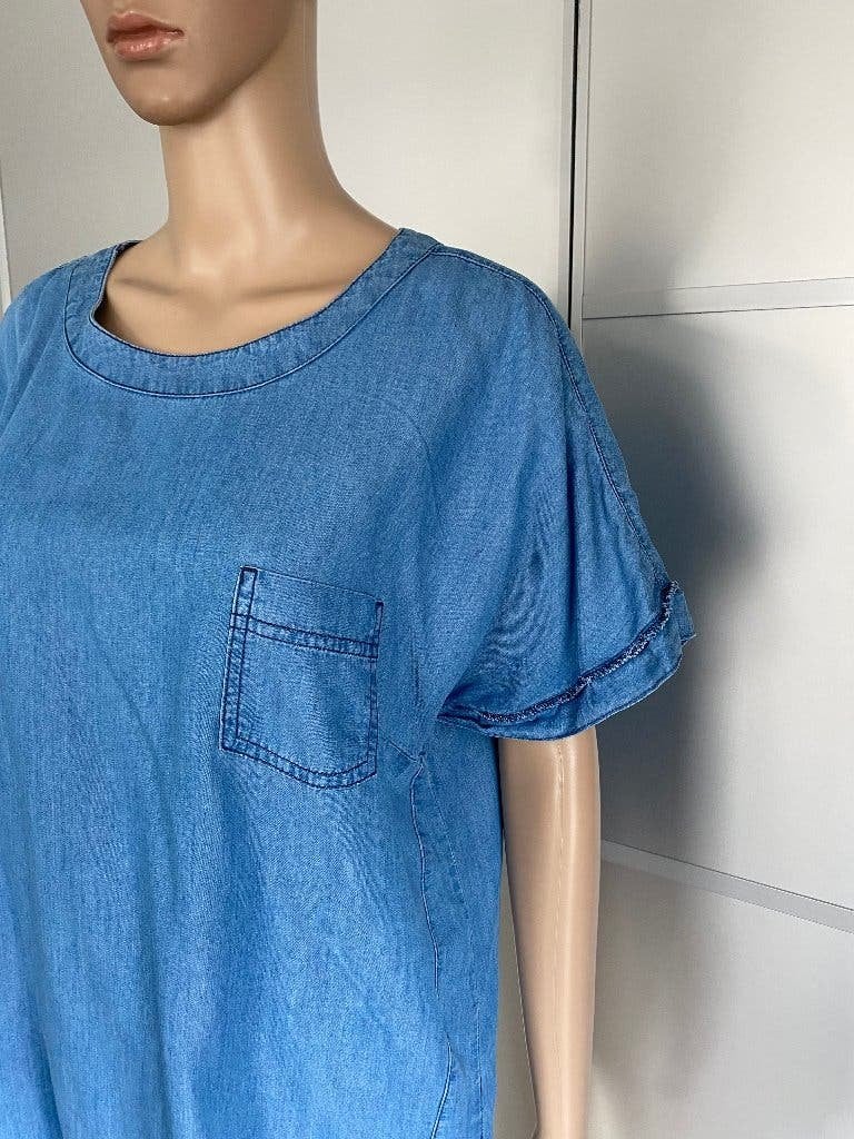 K254 Spijkerblouse mt M=38/40 blouse top jeans spijker blauw, Ophalen of Verzenden, Zo goed als nieuw, Maat 38/40 (M), Blauw