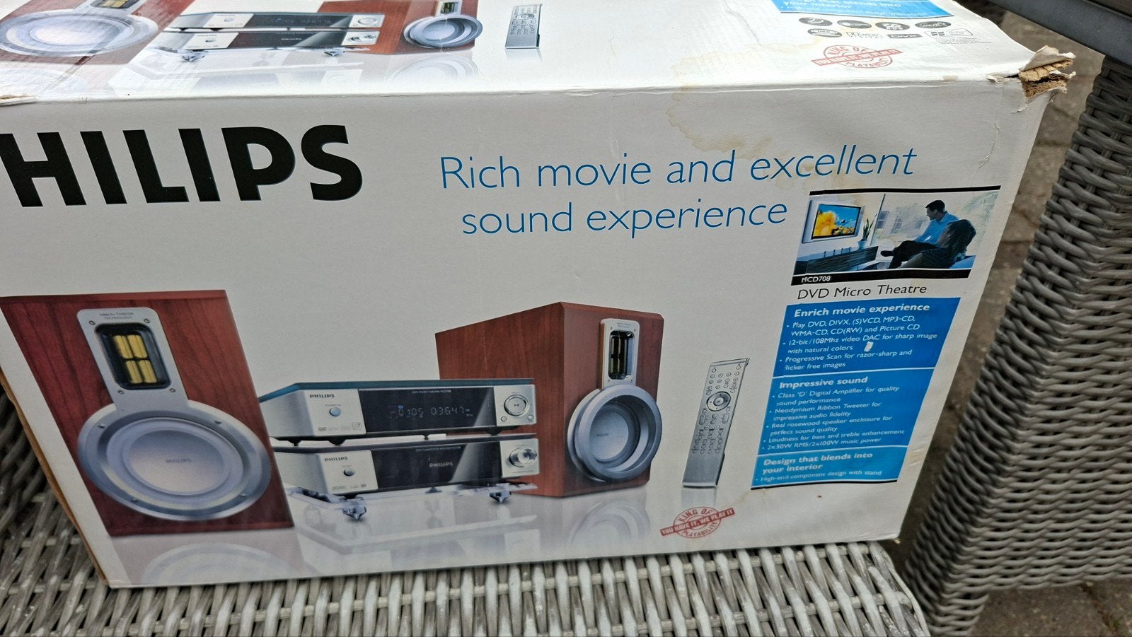 Philips Micro Theatre stereo set met speakers i, Philips, 70 watt of meer, Ophalen of Verzenden, Dvd-speler