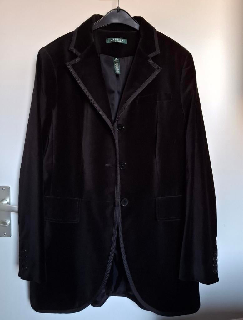 Chique zwarte fluwelen dames blazer RALPH LAUREN maat 38/40, Ophalen of Verzenden, Zo goed als nieuw, Maat 38/40 (M), Zwart