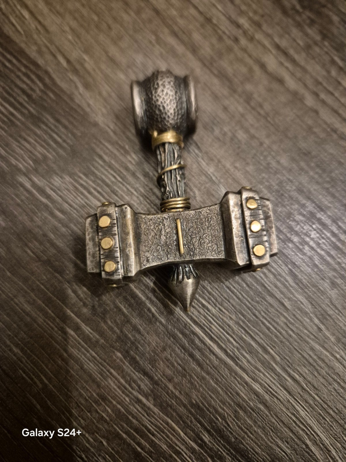 Custom Mjolnir Hanger - Thor's Hamer 925 zilver, 18K goud, Ophalen of Verzenden, Zo goed als nieuw, Kruis of Symbool, Goud