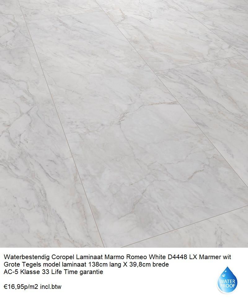 Corepel Waterbestendig Tegel Laminaat Marmer Wit D4448, 75 m² of meer, Wit, Nieuw, Ophalen of Verzenden