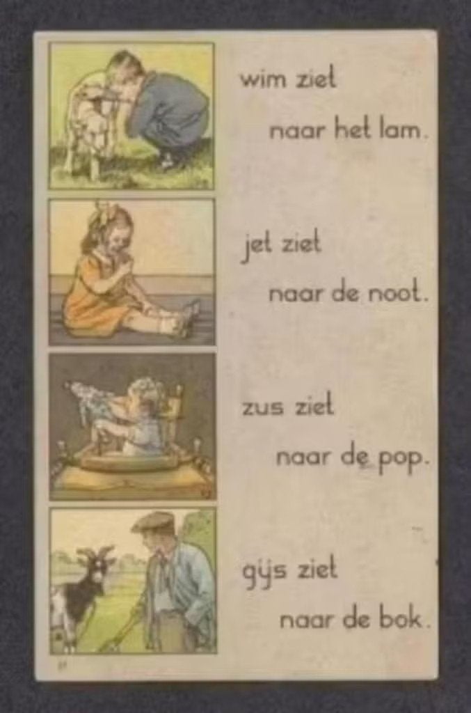 Taalkaart Jetses Wolters Wim Lam Jet Noot Zus Pop Gijs Bok., Ophalen of Verzenden, Zo goed als nieuw