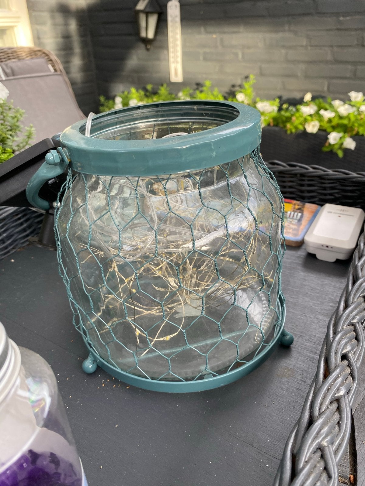 Decoratief Windlicht Glas met Metaal - Zonder Solar, Ophalen, Gebruikt