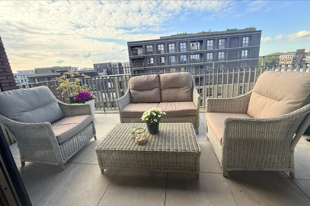 Luxe Wicker Tuin set van Applebee met kussens, Tuin en Terras, Tuinsets en Loungesets, Ophalen of Verzenden, Gebruikt, Wicker