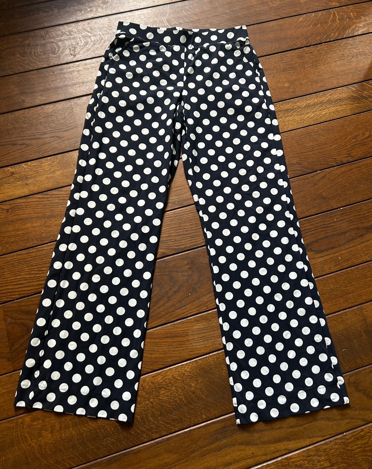 Marineblauw, witte Studio Anneloes Wide Leg polkadot broek S, Zo goed als nieuw, Maat 36 (S), Lang, Verzenden