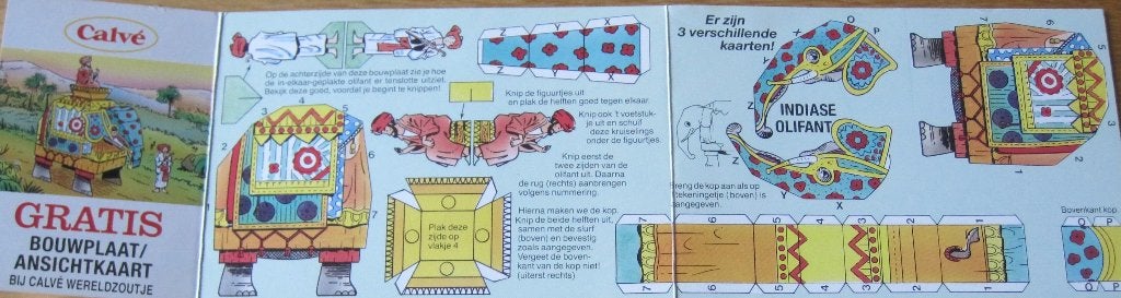 Bouwplaat van indiase olifant op ansichtkaart - nieuw, Ophalen of Verzenden, 1980 tot heden, Ongelopen, Overige thema's