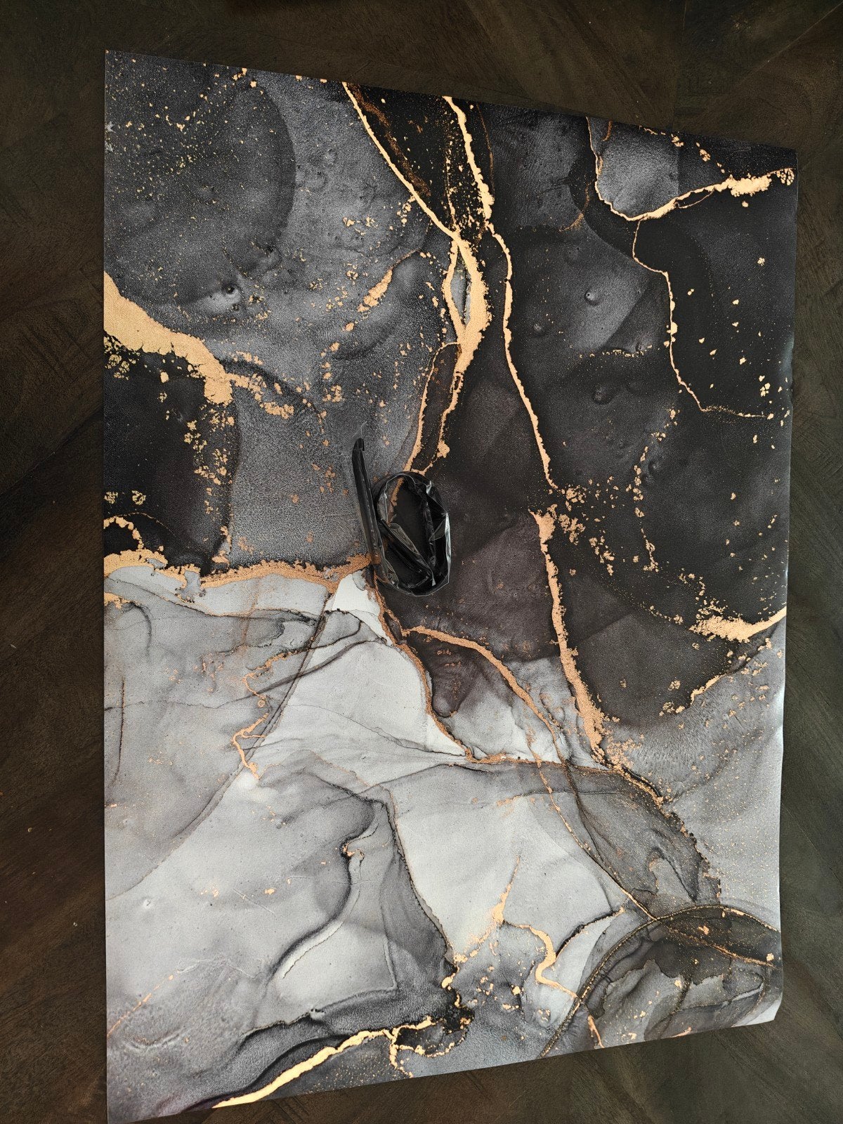 Inductieplaat beschermer 71x52 cm - Zwart/Goud Marmer, Ophalen, Overige typen, Kunststof, Nieuw