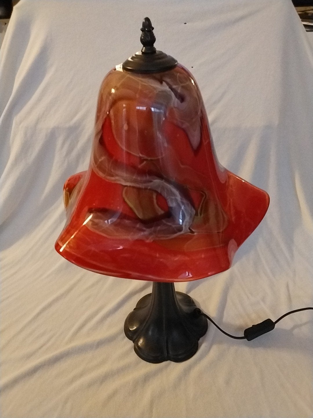 Art Deco Tafellamp met Rood Glas, Antiek en Kunst, Ophalen of Verzenden