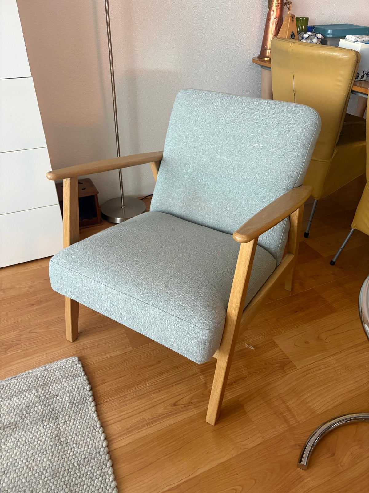Ikea Ekenaset fauteuil - licht hout, zacht groene bekleding, Ophalen, Overige kleuren, Zo goed als nieuw, Eén