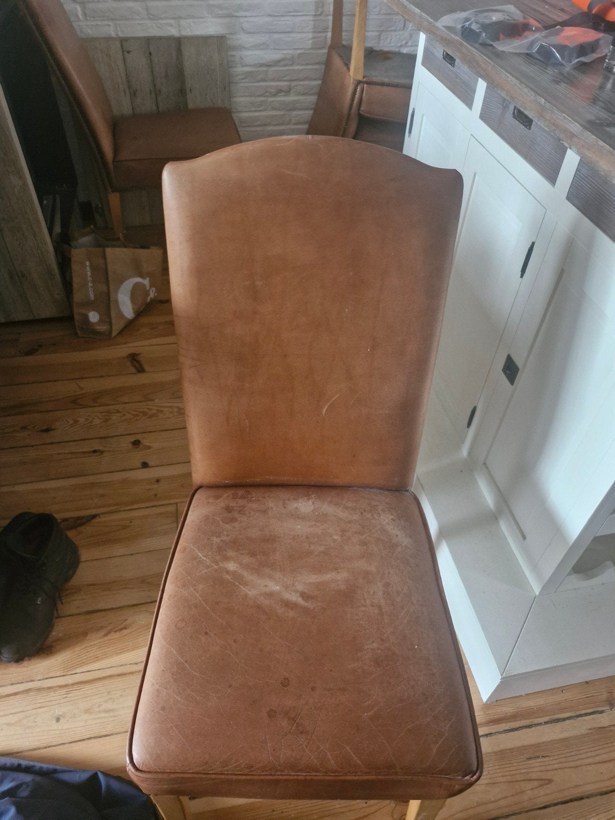 Leren eetkamerstoelen - Bruin, Ophalen, Gebruikt, Bruin, Leer