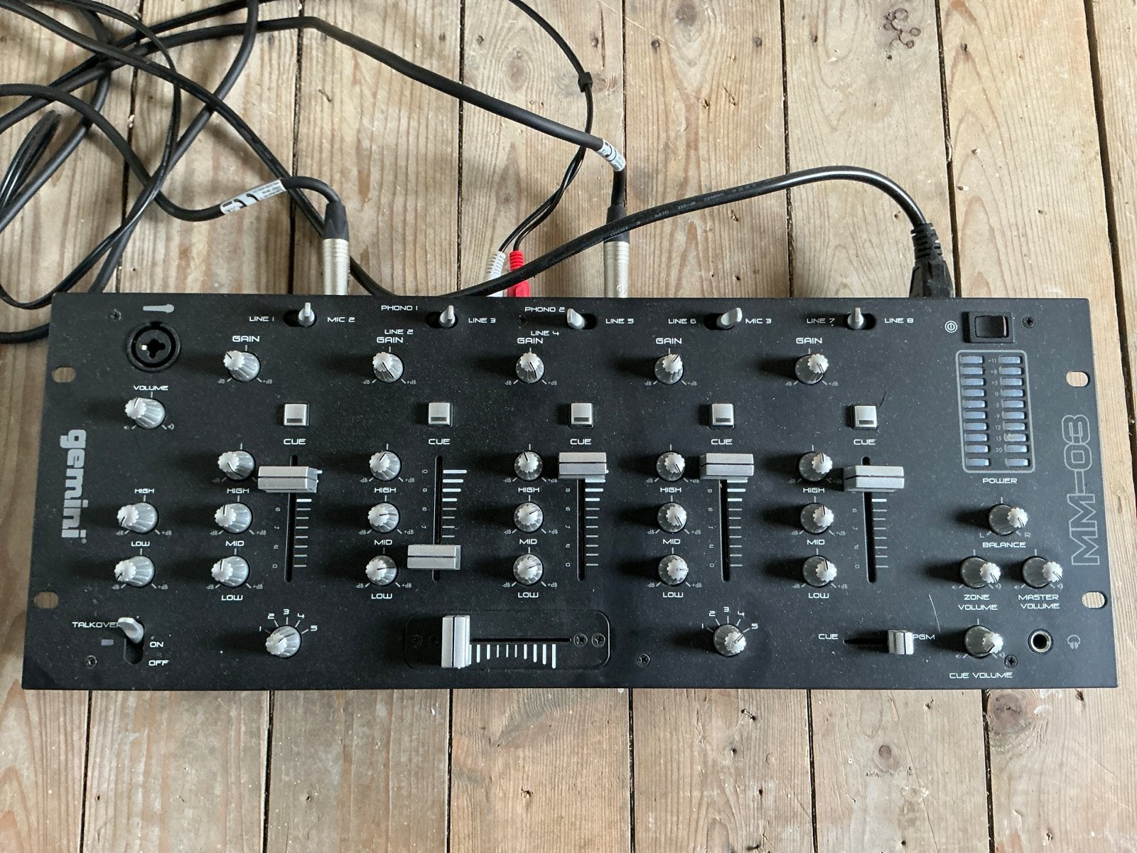 Gemini MM-03 DJ Mixer - 8 kanalen, Muziek en Instrumenten, Ophalen of Verzenden, Gebruikt, 5 tot 10 kanalen, Microfooningang