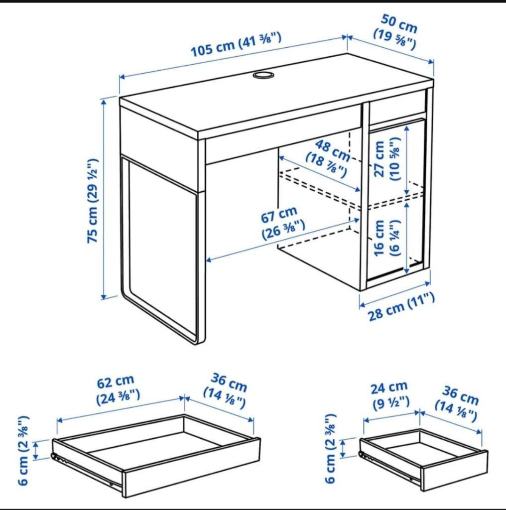 Bureau Micke Ikea, Ophalen, 105 cm, Gebruikt, 50 cm