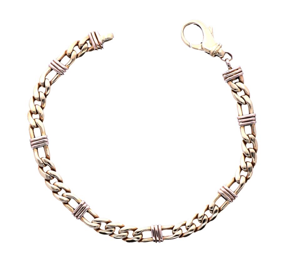 Prachtige Bicolor Gouden Armband Gourmetschakel 14 KRT, Sieraden, Tassen en Uiterlijk, Armbanden, Ophalen of Verzenden, Zo goed als nieuw