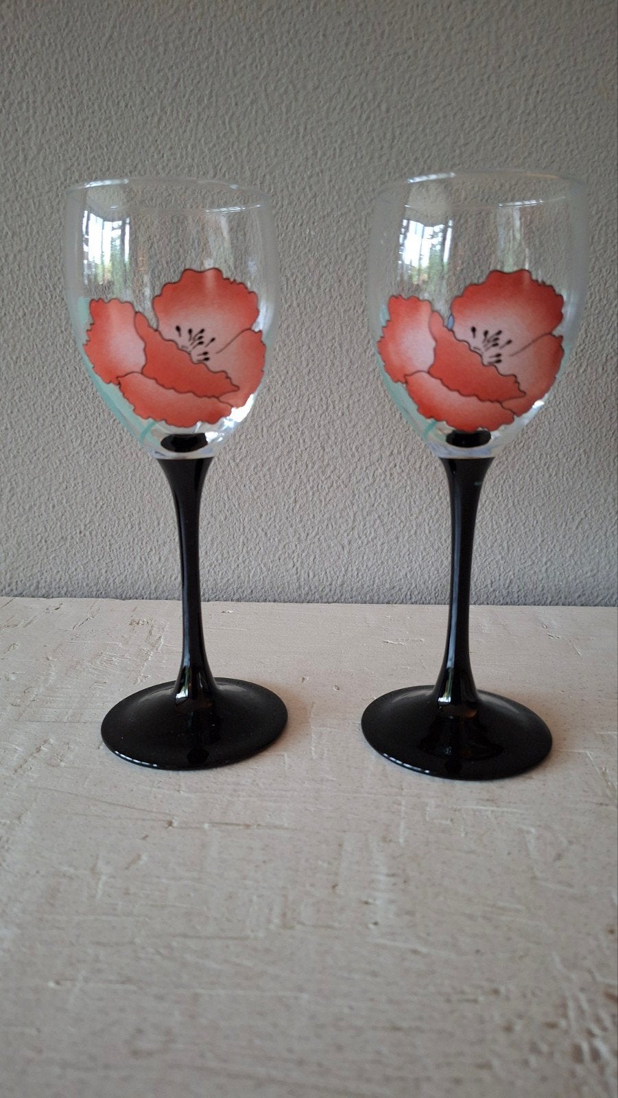 Vintage Luminarc France "Domino Anaïs" Wijnglazen Set van 2, Glas of Glazen, Overige merken, Vintage, Ophalen of Verzenden