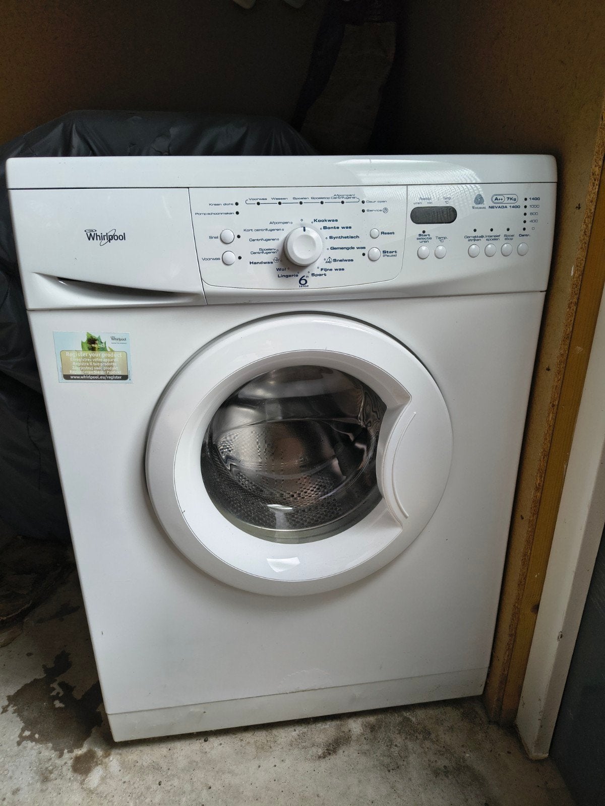 Whirlpool Nevada 1400 wasmachine, Ophalen, Gebruikt, 1200 tot 1600 toeren, 85 tot 90 cm