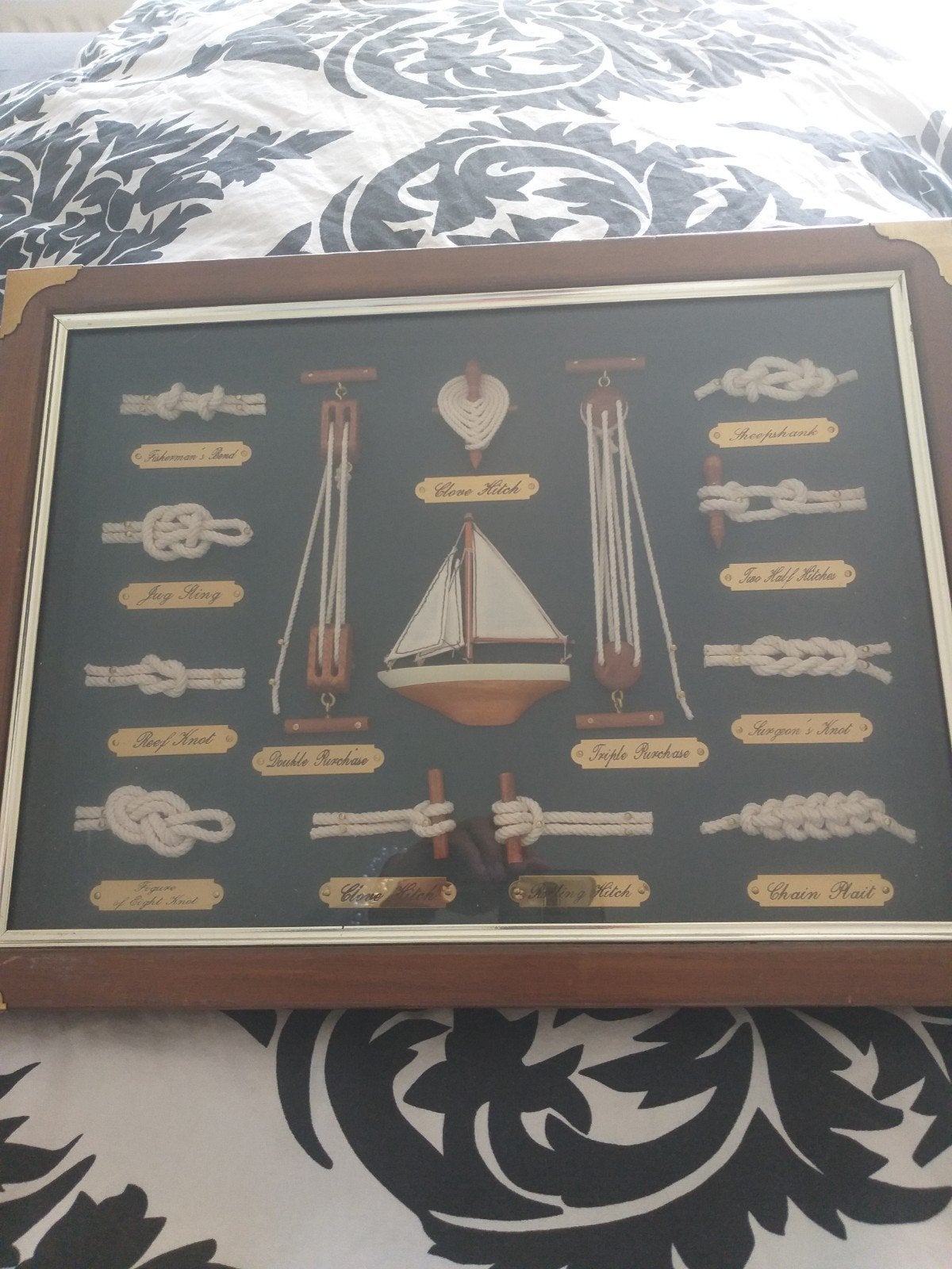 Decoratieve Knopenlijst met Zeilboot en Katrollen, Ophalen of Verzenden, Gebruikt