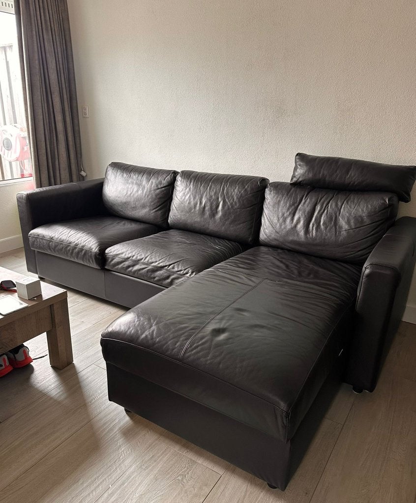 IKEA lederen bank, Ophalen, 125 tot 150 cm, Hoekbank, Leer