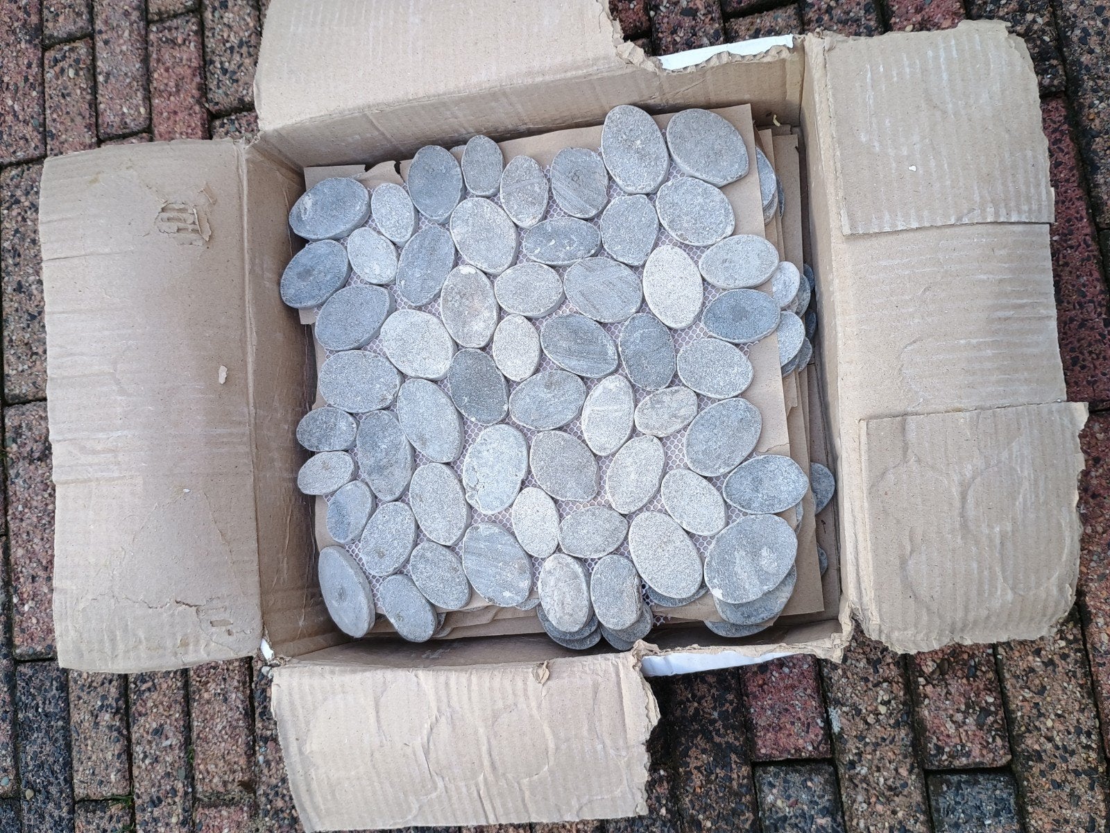 Stabigo Mozaïek ovale lichtgrijze steentjes 30x30 cm 7 stuks, Ophalen, Nieuw