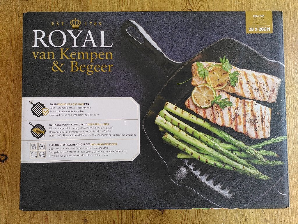 Grillpan geëmailleerd - 26 cm, Huis en Inrichting, Keuken | Potten en Pannen, Ophalen, Gietijzer, Nieuw, Keramische plaat