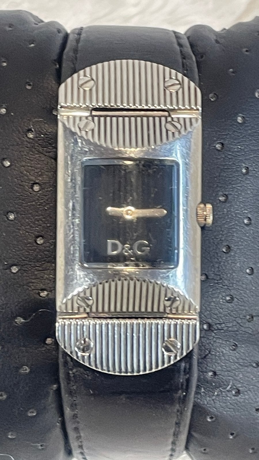D&G Dolce & Gabbana Horloge - Zwart Leer & Zilverkleurig, Overige materialen, Polshorloge, Ophalen of Verzenden, Dolce & Gabbana