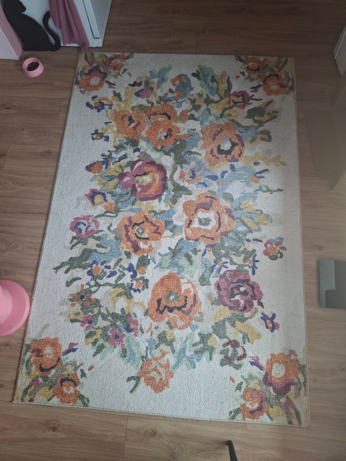 Vloerkleed Karwei laagpolig 160x240cm bloemenprint, Huis en Inrichting, Ophalen, Gebruikt, 150 tot 200 cm, 200 cm of meer