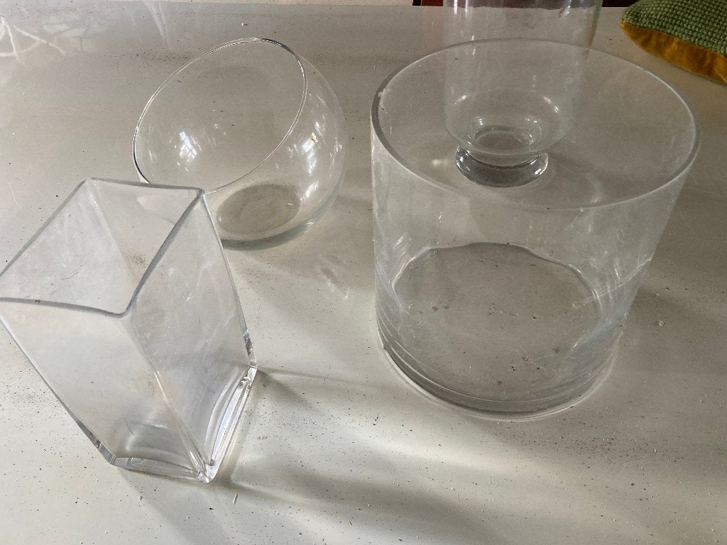 4 glazen vazen - ZGAN - Kan per stuk, Huis en Inrichting, Ophalen of Verzenden, Zo goed als nieuw, Transparant, Glas