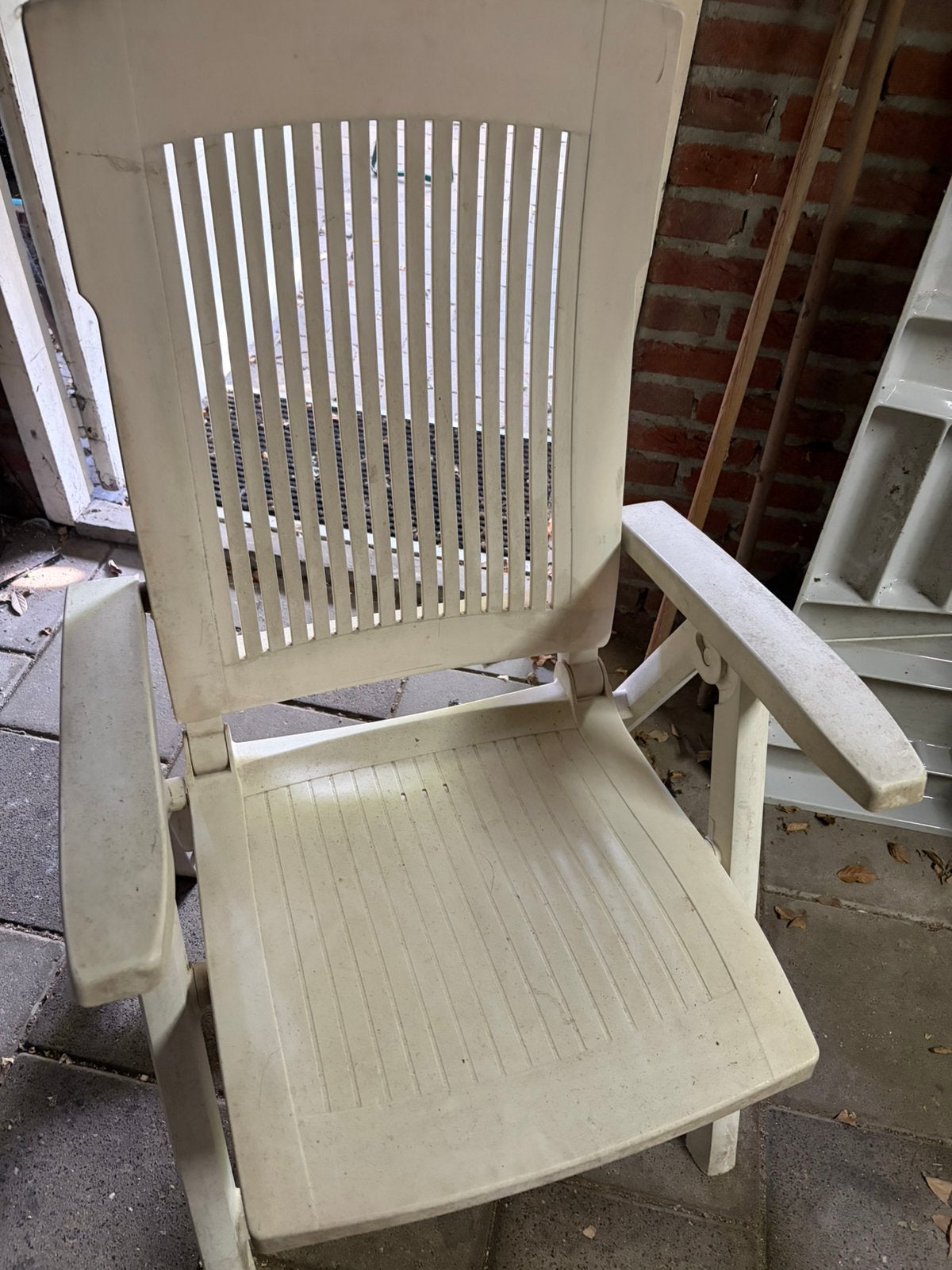 2 tuinstoelen met verstelbare leuningen, Tuin en Terras, Tuinstoelen, Ophalen, Gebruikt, Kunststof
