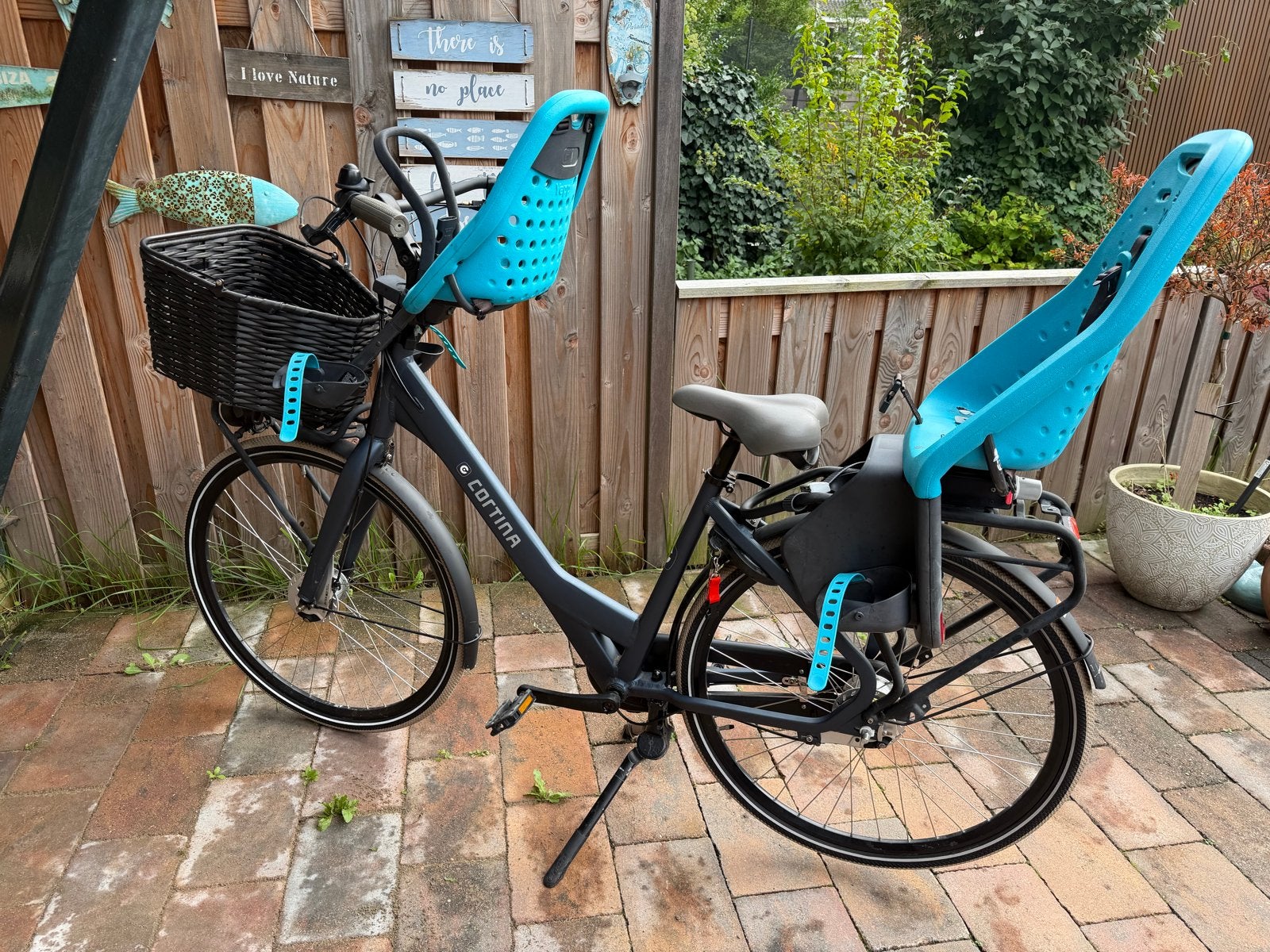 Cortina fiets met Yepp zitjes en mand, Velgrem, Ophalen, Overige merken, 53 tot 56 cm
