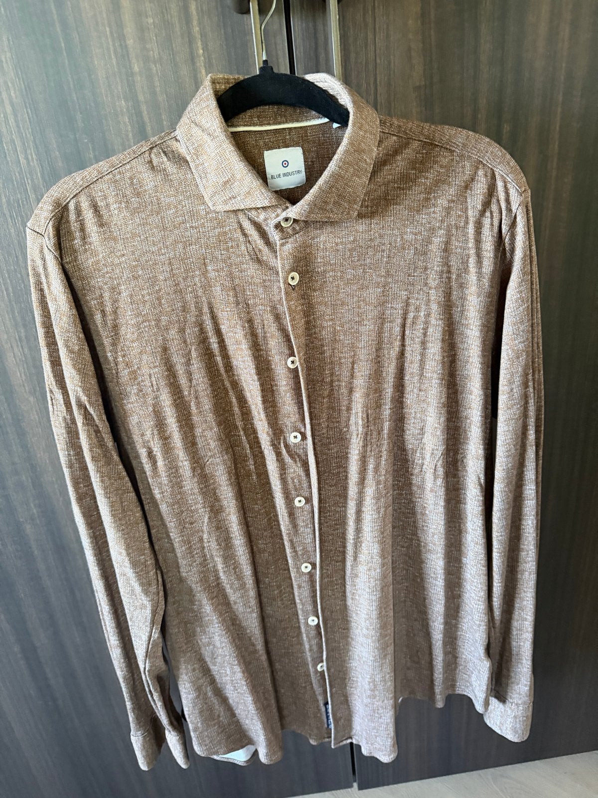 Blue Industry overhemd maat 43, Kleding | Heren, Ophalen of Verzenden, Zo goed als nieuw, Bruin, Halswijdte 43/44 (XL)
