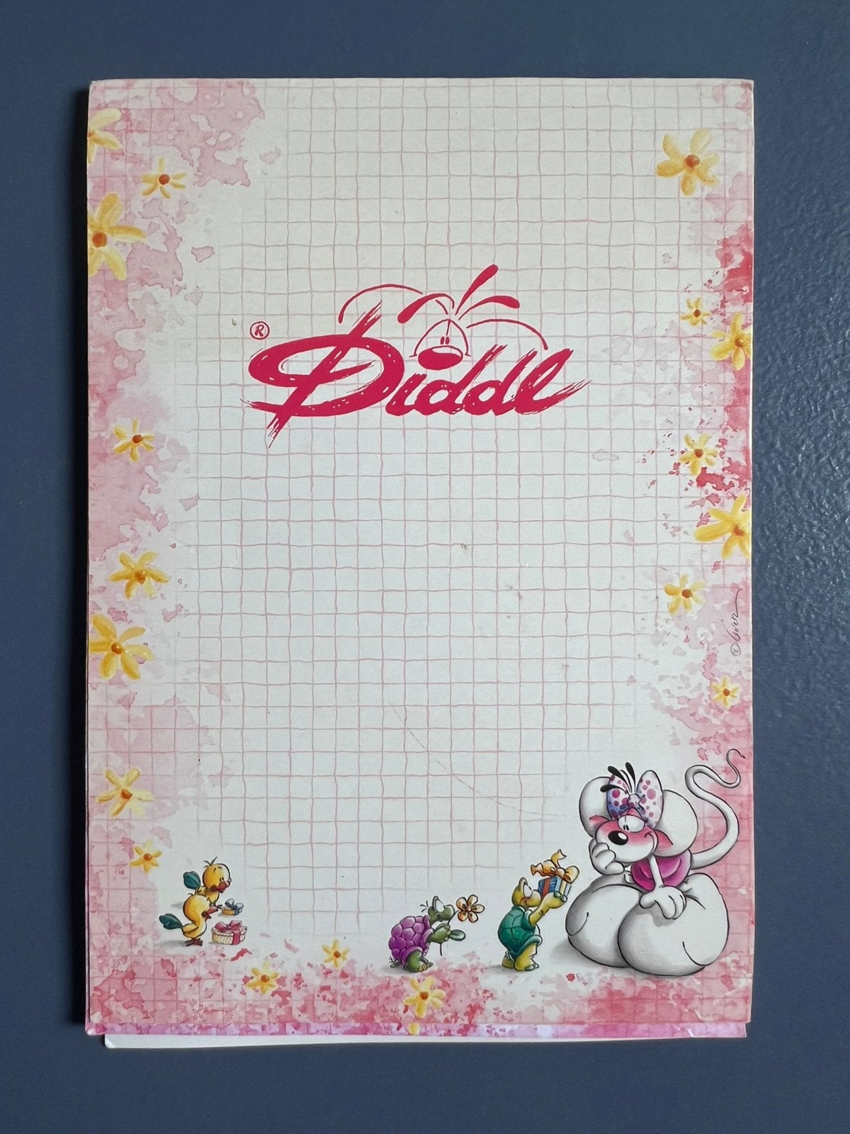 Diddlina Diddl Blok - Roze met Gele Bloemen, Verzamelen, Ophalen of Verzenden, Diddlina, Nieuw, Papier, Kaart of Schrift
