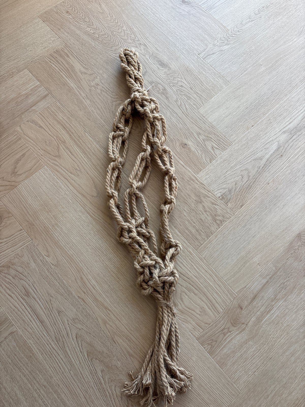 Macramé plantenhanger van touw, Beige, Overige stijlen, Nieuw, Ophalen of Verzenden