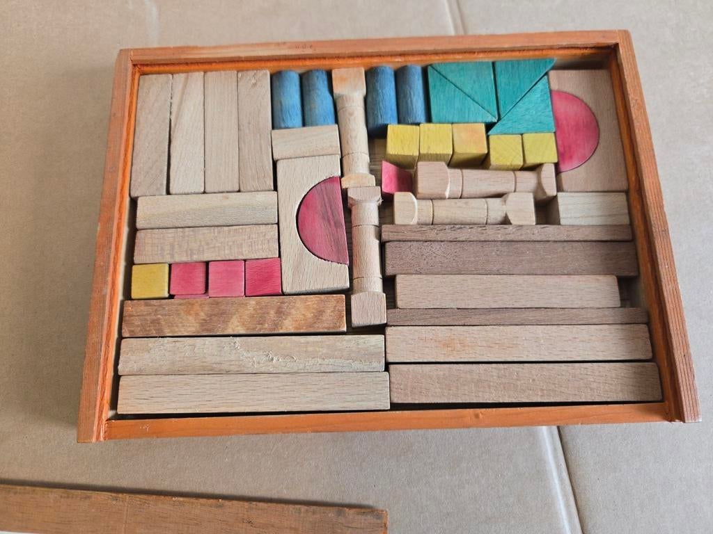Ouderwetse houten blokkendoos - Vintage speelgoed, Kinderen en Baby's, Overige merken, Gebruikt, Onbekend@voorbeeld.com, Onbekend