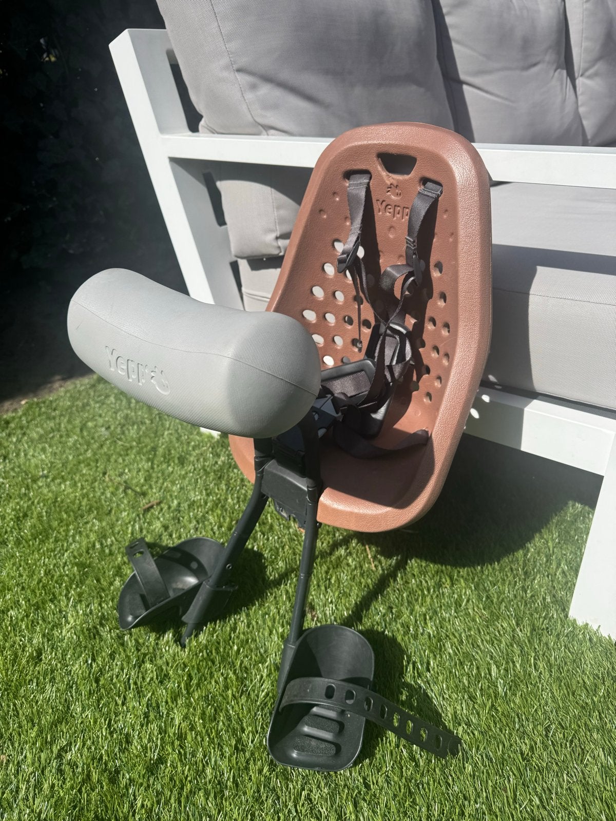 Yepp Mini fietsstoeltje voor, Ophalen, Voetsteuntjes, Voorzitje, Zo goed als nieuw