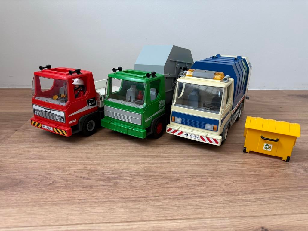 Playmobil vuilniswagens en kiepwagen met container, Ophalen, Gebruikt