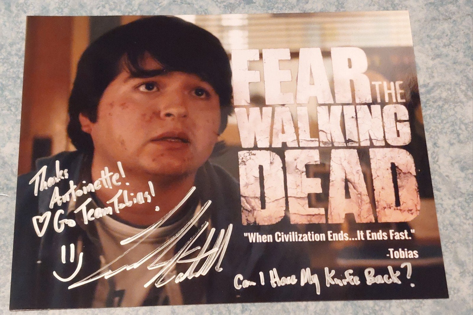 Handtekening Lincoln A. Castellanos Fear the Walking Dead, Verzamelen, Ophalen of Verzenden, Zo goed als nieuw, Foto of Kaart