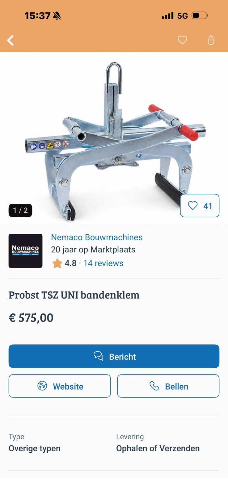 Probst bandenklem Minigraver giant, 70 mm of meer, Ophalen of Verzenden, Zo goed als nieuw, Afkortzaag