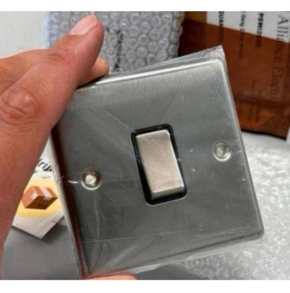 2X Geborsteld satijn chrome chroom licht schakelaar knop set, Nieuw, Ophalen of Verzenden, H, H