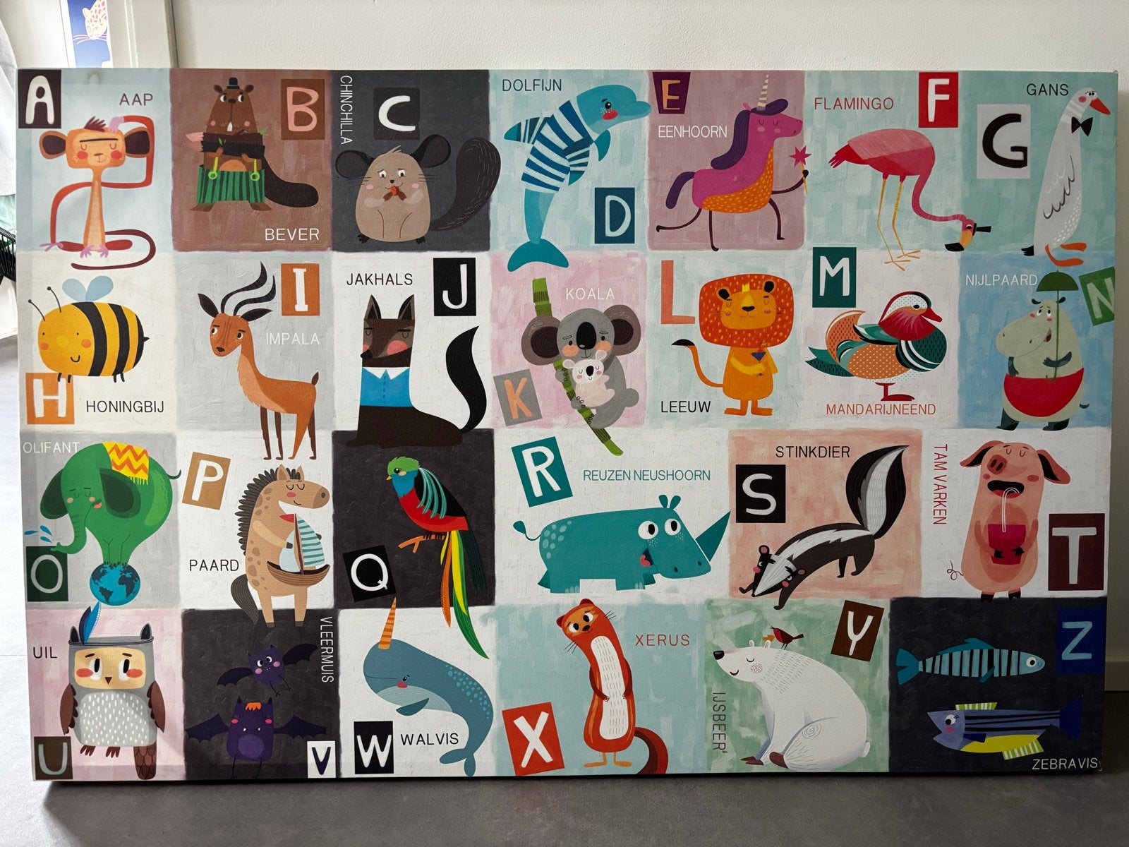 Educatief Dieren Alfabet Canvas Schilderij 115x75cm, Ophalen, Zo goed als nieuw