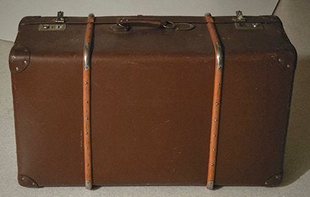 Brocante Bruine Koffer met Slot,  78x45x25 prima staat, Overige materialen, Slot, Zo goed als nieuw, 35 tot 45 cm