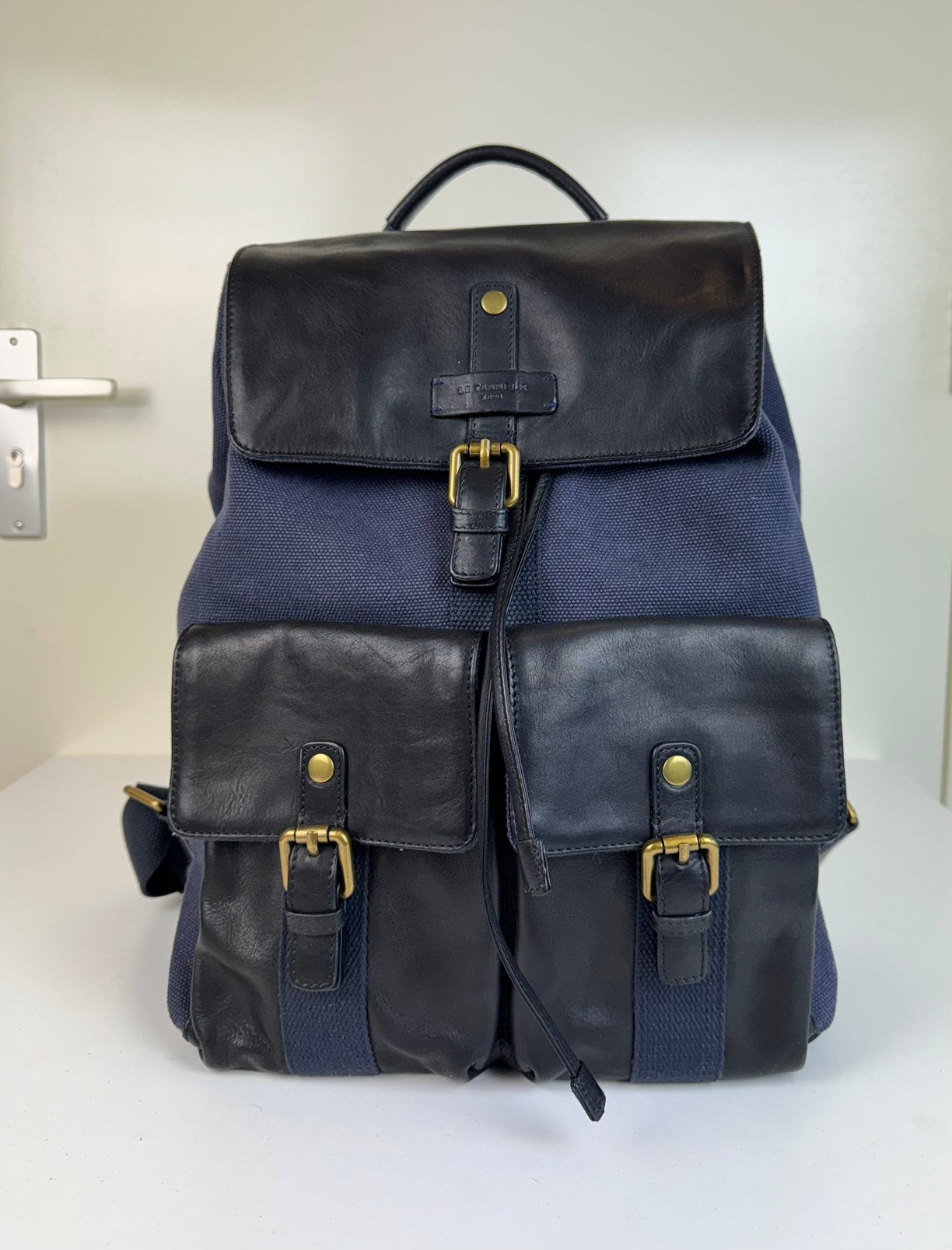 LE TANNEUR Backpack Leather Canvas City Casual Men Unisex, Overige merken, Verzenden, 25 tot 40 cm, Zo goed als nieuw