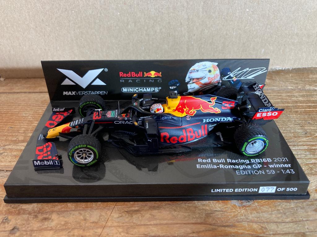 ✅ Max Verstappen 1:43 editie 59 Winner Emilia Romagna 2021, Ophalen of Verzenden, Nieuw, Formule 1
