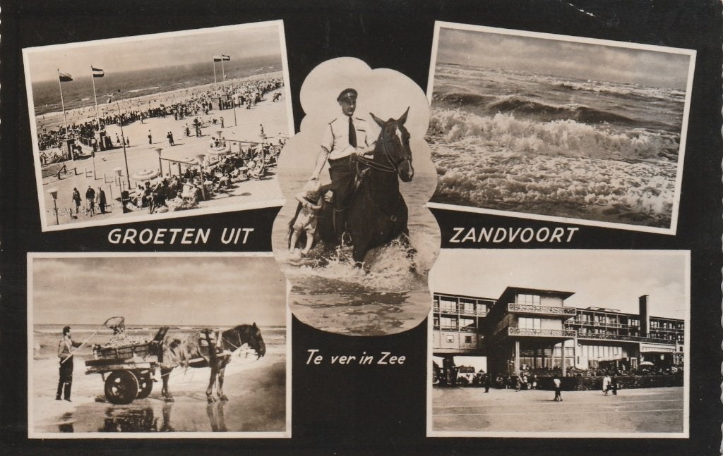 ZANDVOORT Strand Schelpenvisser Politie te Paard Groeten, Verzenden, 1940 tot 1960, Gelopen, Noord-Holland