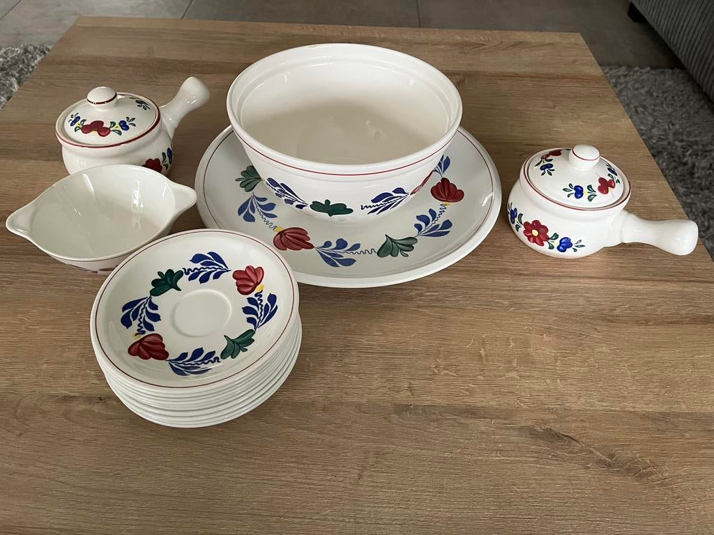 Aantal boeren bont servies delen, Ophalen