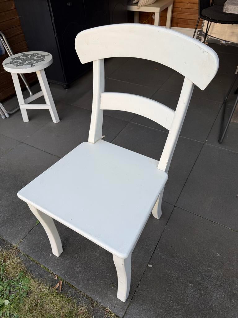 Witte houten stoel - Klassiek design, Ophalen, Gebruikt, Wit, Eén