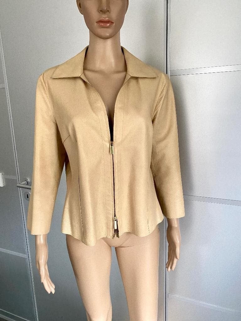 K193 Blacky Dress mt. 40=M echt leren jasje blazer beige, Kleding | Dames, Maat 38/40 (M), Blacky Dress, Beige, Ophalen of Verzenden