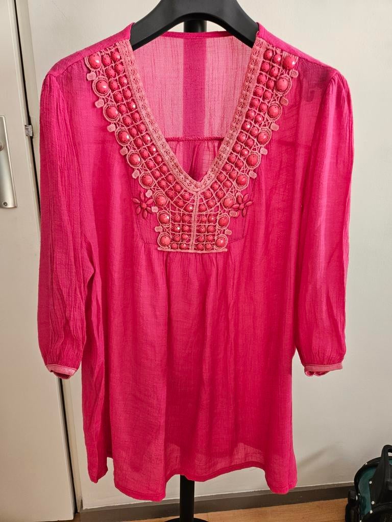 Cyclaam Roze Blouse XL met Kralen, Kleding | Dames, Ophalen of Verzenden, Gedragen, Maat 46/48 (XL) of groter, Roze