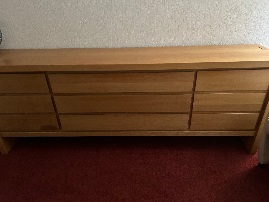 Te koop dressoirkast laag model eiken kleur 35, Ophalen, Gebruikt, Eikenhout, 200 cm of meer